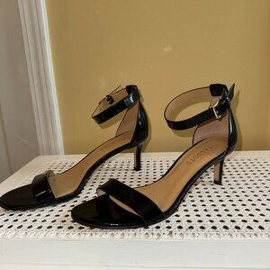 TALBOTS Black Patent Leather Ankle Strap Heel